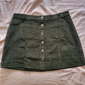 Madcap England Olive Green Button-Front Corduroy Skirt NWT